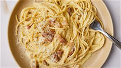 Καρμπονάρα με κρέμα γάλακτος και μπέικον